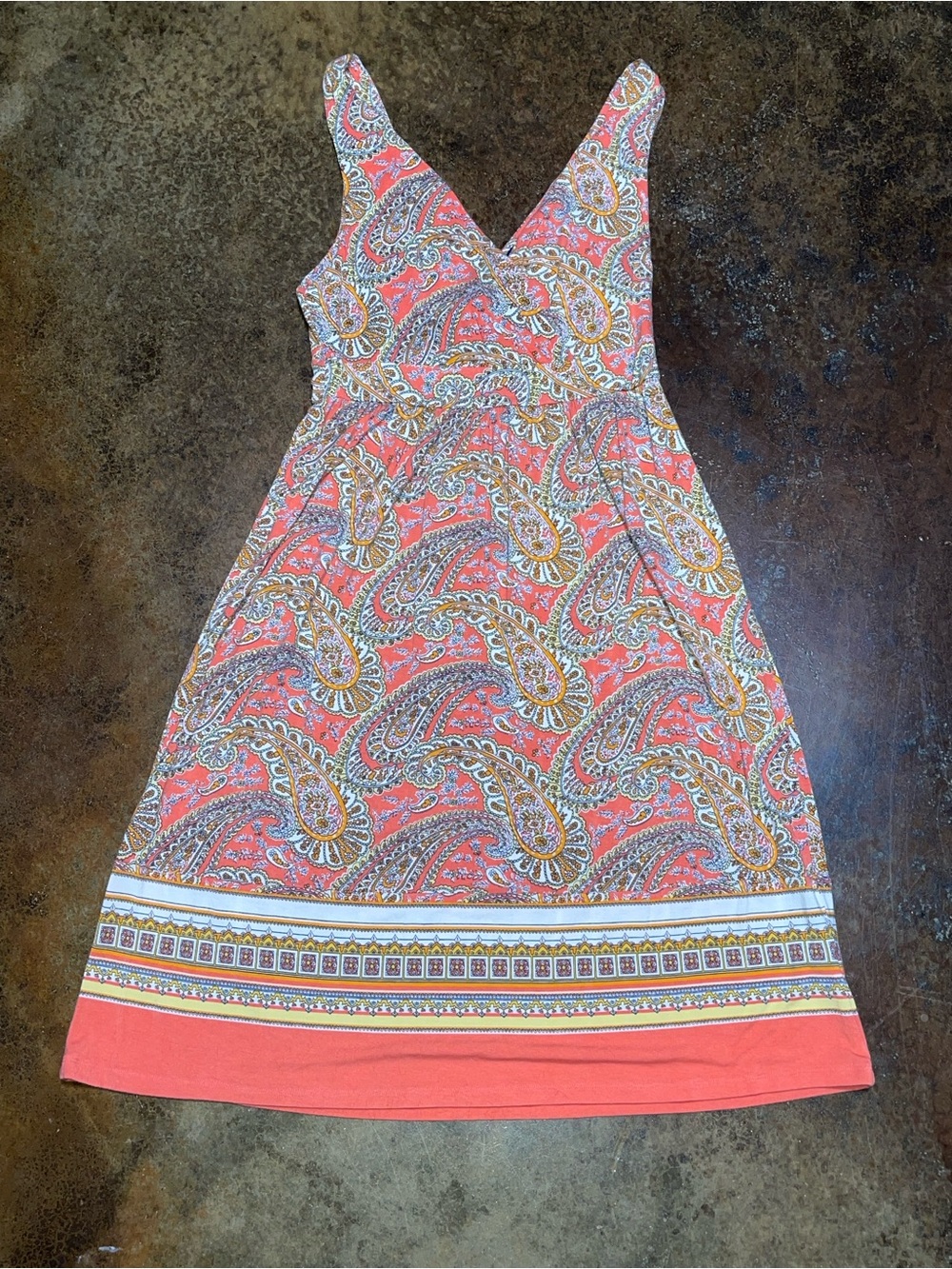 Old Navy Coral Paisley V-Neck Maxi Dress